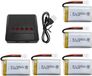 YUNIQUE GREEN-CLEAN-POWER 5x Batterie LiPo 3,7V 800mAh avec USB, chargeur 5-en-1, convient pour Syma X5C X5SC X5SW, MJX X708W X709, UDI U45 U42, drone RC