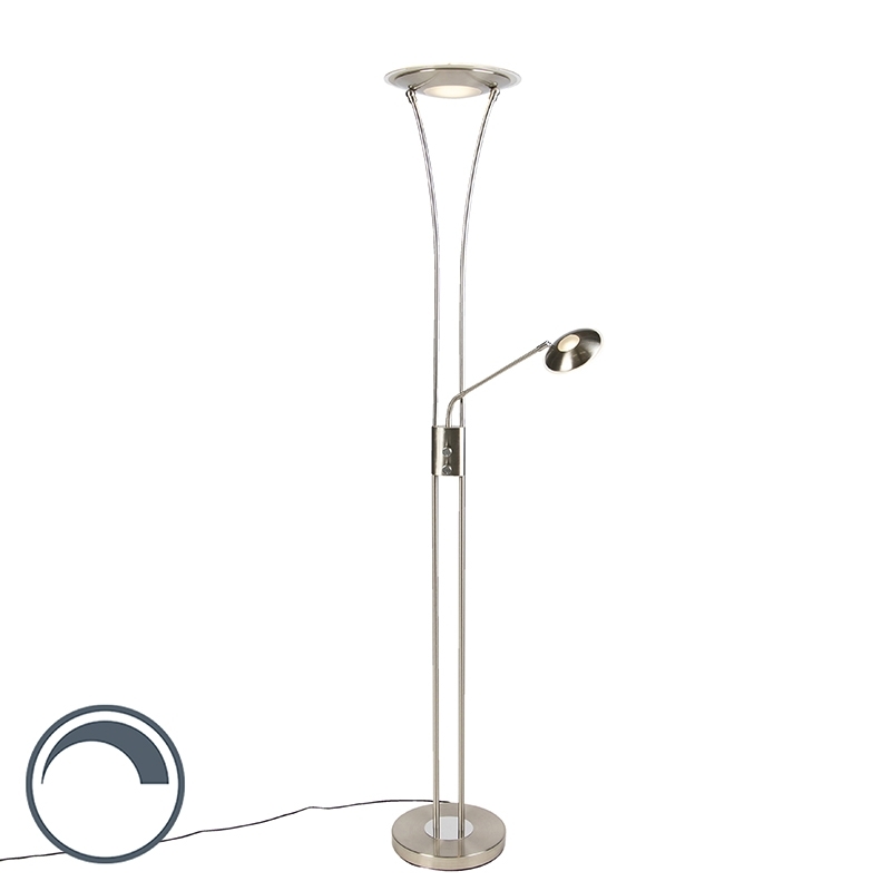 QAZQA Moderne vloerlamp staal incl. LED met leesarm - Ibiza