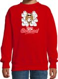 Bellatio Decorations Shoppartners Bv Foute Kerst sweater / Kerst trui met hamsterende kat Merry Christmas rood voor kinderen - Maat 152/164