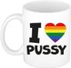 Bellatio Decorations Mok - Regenboog - I Love Pussy - 300 ml - Keramiek