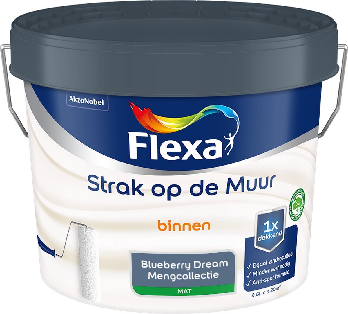 FLEXA Strak op de muur Muurverf - Mengcollectie - Blueberry Dream - 2,5 liter