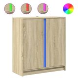 VidaXL Dressoir met LED - 77x34x85 cm - Bewerkt hout - Sonoma eikenkleurig