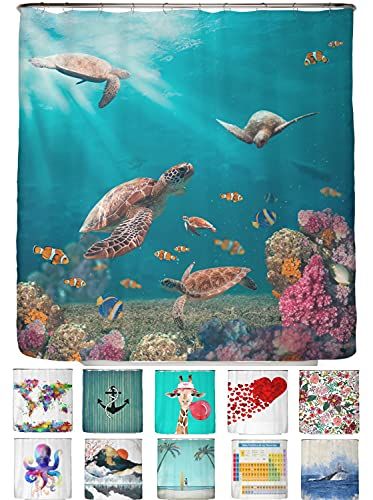 arteneur® - Zee schildpadden - Douchegordijn 180x200 - Anti-schimmel, waterdicht, wasbaar
