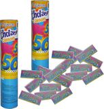 Funny Fashion Confetti Shooter/Kanon - 2x - Verjaardag 50 Jaar - Papier - Multi Kleuren - 20 cm