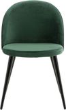Hioshop Skagen eetkamerstoel velours groen, zwart (Set van 2)