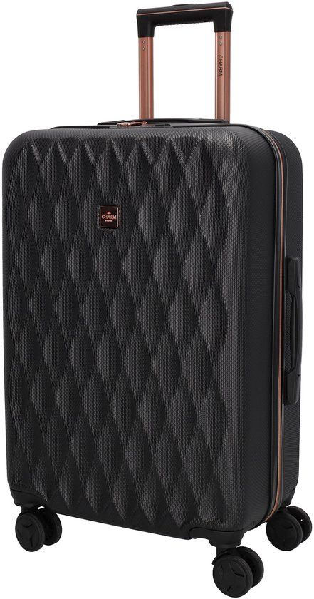 Charm London Honey Koffer - M - 74 Liter - 66 x 43.5 x 28 cm - TSA Slot - Hardcase - Zwart