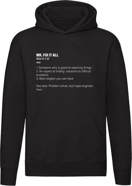 Mr fix it all Hoodie - Zwart - L - Unisex