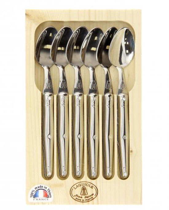 Jean Dubost Theelepels - Zilver - Hout/Staal - 6 stuks
