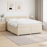 vidaXL Boxspringbed met matras, Crèmekleurig, 180 x 200 cm, Stof