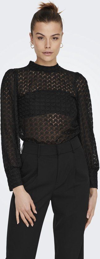 JDY JDYAVERY L/S LACE TOP JRS NOOS - Black - M