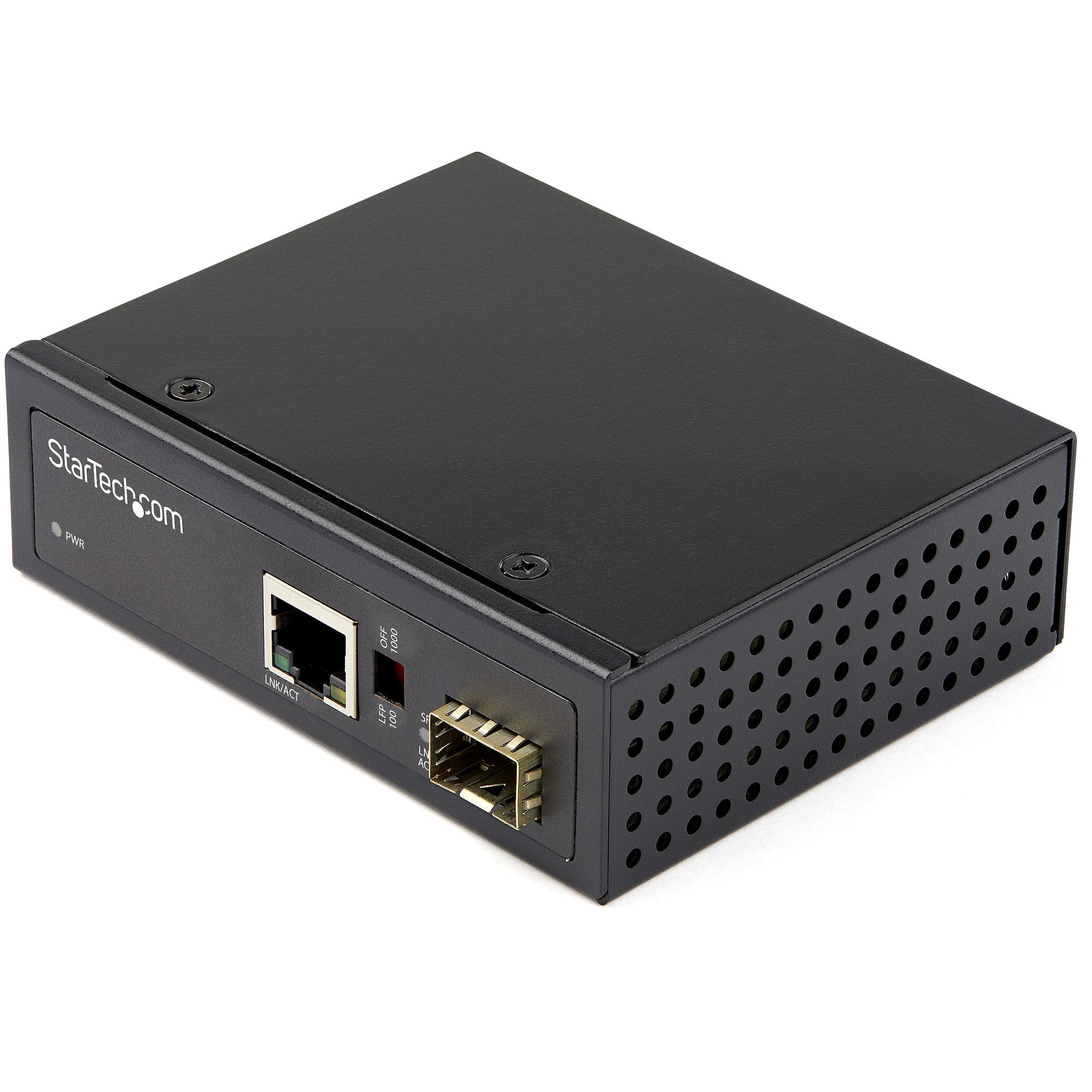 StarTech.com Industrial Glasvezel naar Ethernet Media Converter 1Gbps SFP to RJ45/ CAT6 Netwerk Single Mode/Multi Mode Gigabit Fiber naar Koper 12-56V DC IP-30/ -40 tot +75C