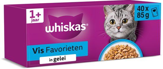 Whiskas Kattenvoer - Adult 1+ - Vis Selectie in gelei - 40x85g