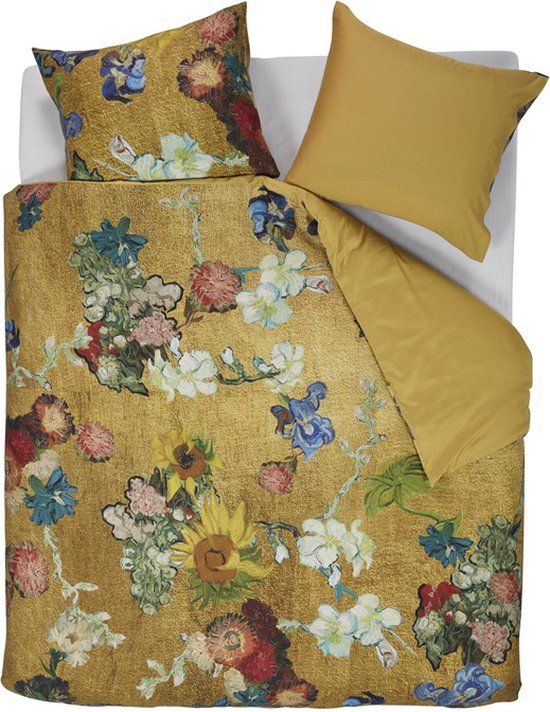 Van Gogh Museum Partout des Fleurs dekbedovertrek - katoensatijn - goud - inclusief kussensloop