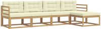 vidaXL - Bank loungeset - 5 zitplekken - Wit en crème - Polyester