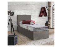 Lit simple Cleofe Tête de lit en similicuir avec base orthopédique et cantonnière pour matelas 80x190 cm Tourterelle
