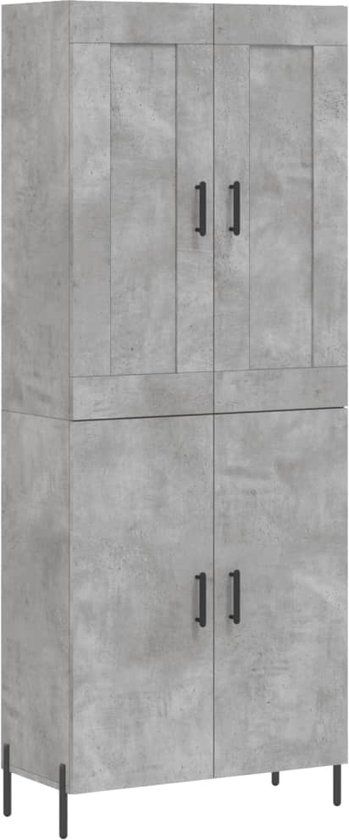 vidaXL Hoge Kast 69,5x34x180 cm Bewerkt Hout Betongrijs