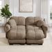 OKWISH U-Bank 190 x 149 cm - Canapé modulaire 2 places avec pouf déplaçable et design surpiqué - Chenille - Salon - Marron