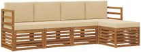vidaXL - Ensemble de banc de jardin 5 pièces - Naturel et Beige - Bois d'acacia