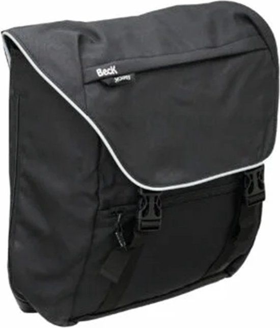 Beck Sporty Single Fietstas - Zwart met Grijze Bies - 15/17L - Achter - Waterafstotend - 100% Polyester