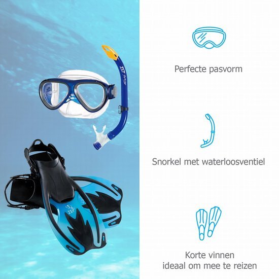 IST Sports - Snorkelset voor Kinderen - 5 tot 12 jaar - maat 34 tot 38