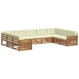 vidaXL Buiten bank set 9 st Natuurlijk en Crème Massief Acacia Hout