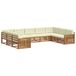 vidaXL Buiten bank set 9 st Natuurlijk en Crème Massief Acacia Hout
