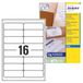 Avery Zelfklevende adrespostlabels, inkjetprinters, 16 etiketten per A4-vel, 400 labels, QuickDRY (J8162), wit