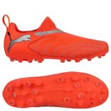PUMA Future 9 Match Laceless MG Unleashed - Rouge éclatant/Blanc/Noir/Argenté Enfant - Multi Ground (MG), pointure 38