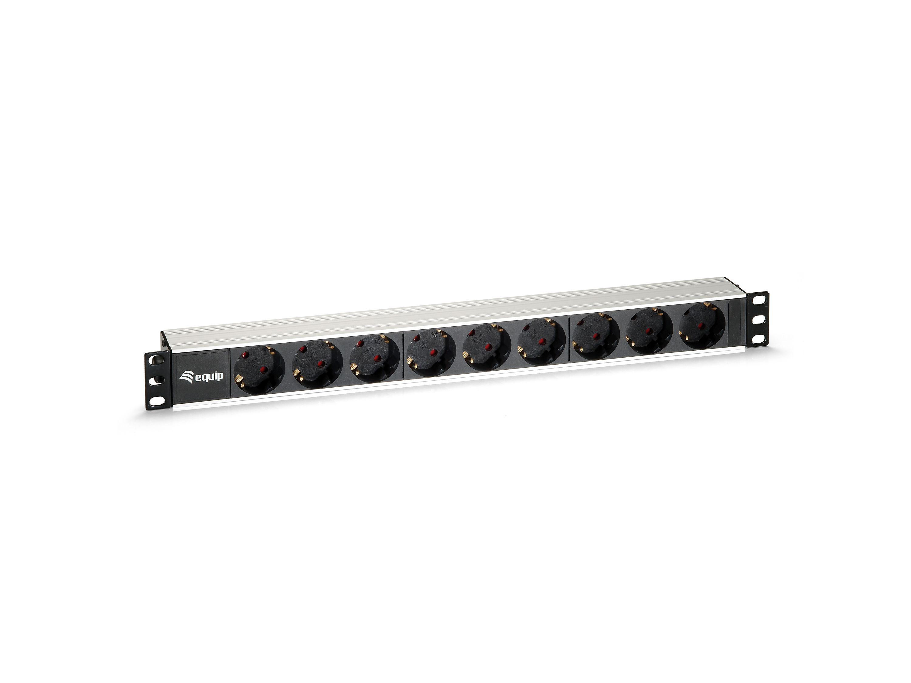 Equip 9-Outlet German Power Distribution Unit - Aluminum Shell - Black/Silver