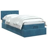 vidaXL Ottoman bed met matras Donkerblauw 80 x 200 cm Fluweel