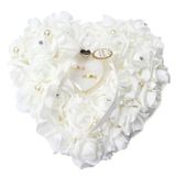 HONEYGIFTS Amor Present Bruiloft Ring kussen, Witte Ring Kussen Kant Crystal Rose Bruiloft Hart Ring Box Ring Houder