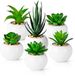 Unyqoos® Set de 6 plantes artificielles décoratives dans des pots en céramique blancs