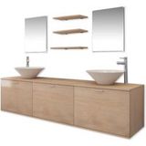 Maison Exclusive - Ensemble de meubles de salle de bains 10 pièces avec lavabo et robinet, couleur beige