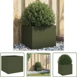 vidaXL Plantenbak 32x30x29 cm staal olijfgroen