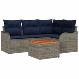 vidaXL Tuinbank - Set - 5 - st - Grijs - poly - rattan