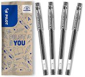 PILOT - Set van 4 G-Tec C4 - Rollerbalpen met gelroller - Zwart - Ultrafijne punt voor zeer nauwkeurig werken (lijn van 0,2 mm)
