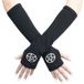 Pamela Mann Gothic Armwarmers Pentagram Gloves for Women Black-White