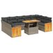 vidaXL 10-delige Loungeset met Kussens, Poly Rattan, Acacia, Grijs