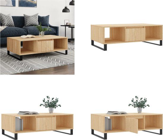 vidaXL Salontafel 104x60x35 cm bewerkt hout sonoma eikenkleurig