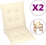 vidaXL Tuinstoelkussens 2 stuks crèmekleurig 100 x 50 x 3 cm