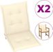 vidaXL Tuinstoelkussens 2 stuks crèmekleurig 100 x 50 x 3 cm