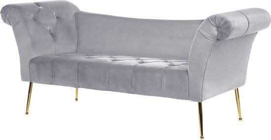 Beliani NANTILLY - Chaise longue - grijs - fluweel