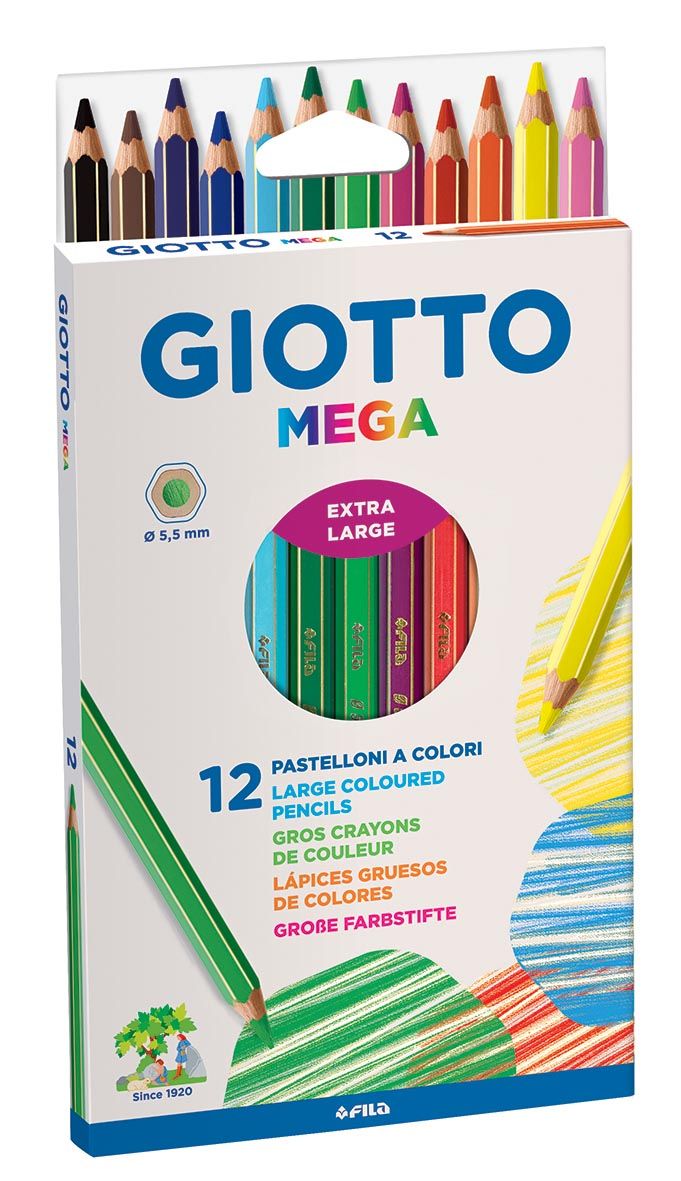 Giottos Mega kleurpotloden - 12 stuks - Assorti