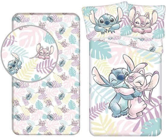 4KidsOnly Jerry Fabrics Lilo & Stitch Dekbedovertrek + Hoeslaken Eenpersoons Katoen Meerkleurig