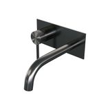 Brauer Gunmetal Carving Inbouw Wastafelmengkraan met Gebogen Uitloop en Afdekplaat Model A2 Gunmetal Geborsteld PVD