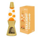 Fisura Lavalamp met kaars. Elektriciteitsvrije lamp. Milieuvriendelijke bewegingslamp. Origineel cadeau. Afmetingen: 29 centimeter x 8,5 centimeter (kaars, geel)