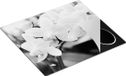 Chefcare Inductie Beschermer Gestreepte Witte Orchidee Bloemen - Zwart Wit - 57,6x51,6 cm