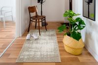 andiamo Modern stijlvol laagpolig tapijt, robuust en onderhoudsvriendelijk, van 100% polypropyleen, geschikt voor vloerverwarming en zuigrobot, 67 x 140 cm, strepen, beige