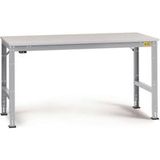 Manuflex LU4048.9006 Table de travail ESD UNIVERSAL Standard table de base avec plaque en mélamine, L x p x h = 1500 x 600 x 763-873 mm aluminium argenté