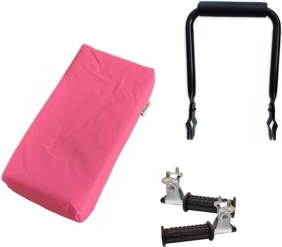ROJO Fietskussen Bagagedrager Roze + Rugsteun + Voetsteunen - Universele Set